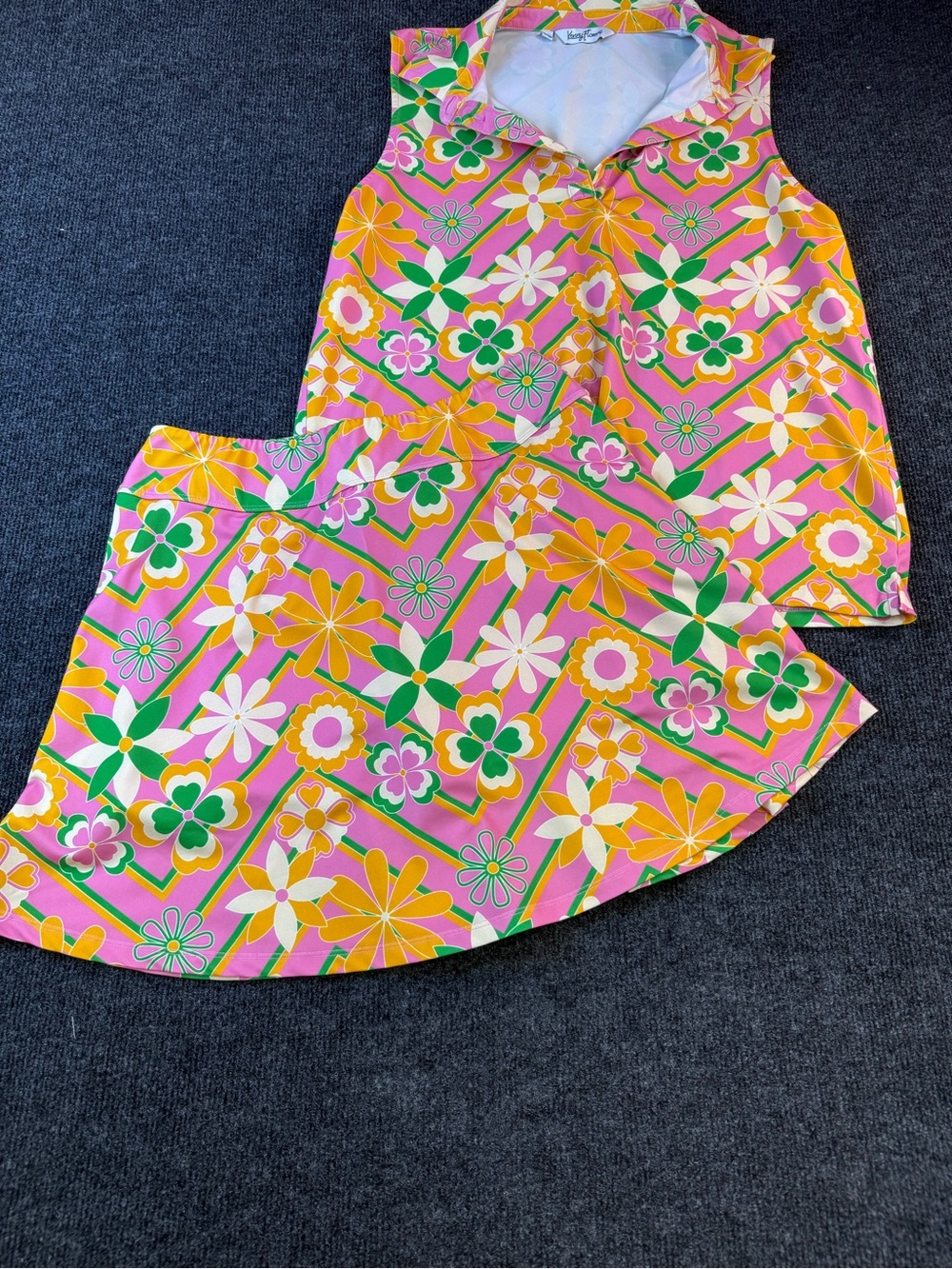 Kenny Flowers Pink, Yellow & Green Floral Skirt Set